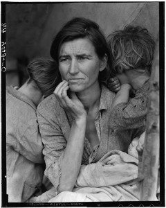 Perhaps Lange’s best known photograph is “Migrant Mother” which portrays Florence Thompson with three of her children in a photograph known as "Migrant Mother." 