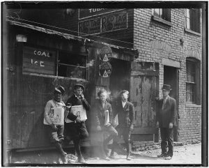 Newsboys during the strike of 1899. Photo credit: Wikimedia