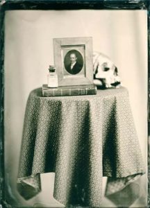 "Natural Philosophy" 5x7" Ferrotype on Coated Aluminum Wet Plate Collodion Workshop Study by Brady Wilks. Image courtesy of the artist.