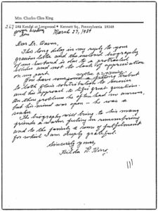 Charles Glen King Papers