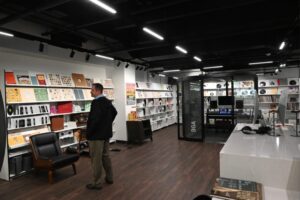 Crowley sales representative, Sean McCabe, in the Black Gospel Archive & Listening Center.